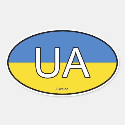 ウクライナユーロステッカー 楕円形シール (正面)