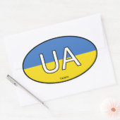 ウクライナユーロステッカー 楕円形シール (封筒)