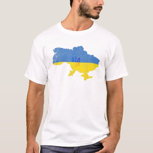 ウクライナラバーウクライナマップ国旗 Tシャツ (正面)