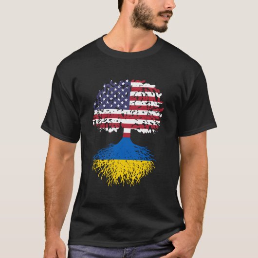 ウクライナルーツウクライナ伝統ツリーGIF Tシャツ (正面)
