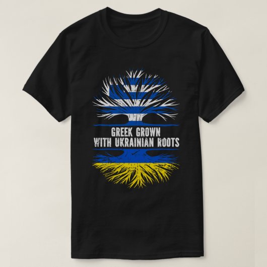 ウクライナルーツ国旗で栽培されたギリシャ語 Tシャツ (デザイン正面)