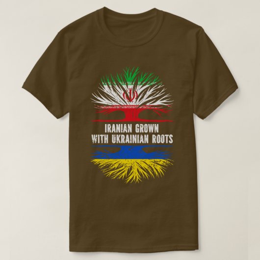ウクライナルーツ国旗で育てられたイラン人 Tシャツ (デザイン正面)