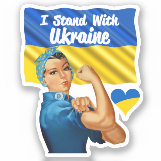 ウクライナロージーとフラッグビニルと共に立つ シール (正面)