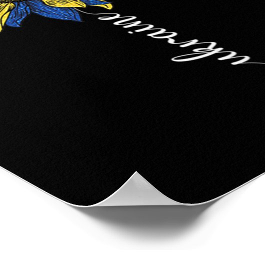 ウクライナヴィンテージヒマワリUkrainian Stand With Uk ポスター (角)