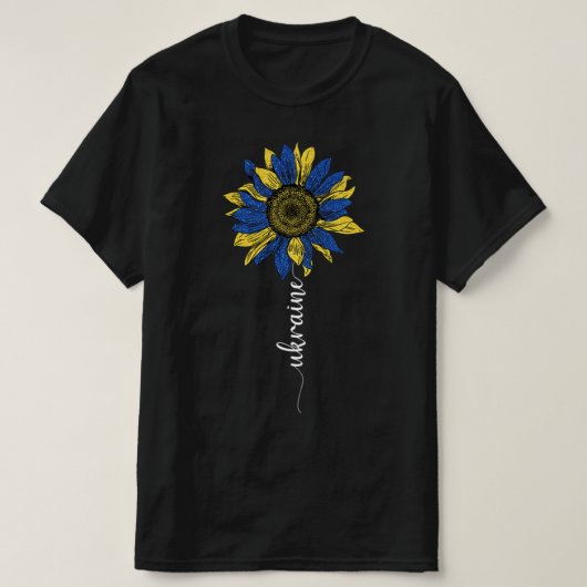 ウクライナヴィンテージヒマワリUkrainian Stand With Uk Tシャツ (デザイン正面)