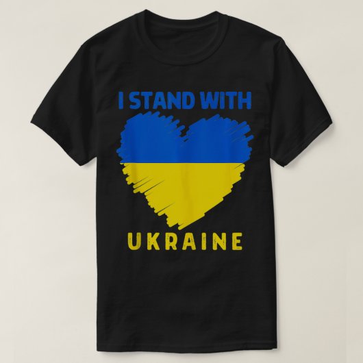 ウクライナ人の恋人Iウクライナのハートタンクで立つ Tシャツ (デザイン正面)