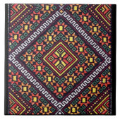 ウクライナ人のVyshyvankaの赤いオレンジ刺繍 タイル (正面)