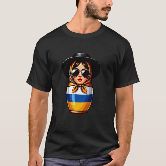 ウクライナ人向けサングラス・マトリョーシカ人形 Tシャツ (正面)