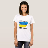 ウクライナ人+ウクライナ国旗+Tシャツ+戦争停止を支援 Tシャツ (正面フル)