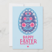 ウクライナ伝統ピサンカブルーピンクイースターエッグ シーズンカード (正面)