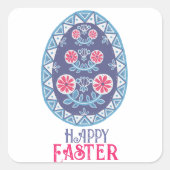 ウクライナ伝統ブルーピサンカイースターエッグ スクエアシール (正面)