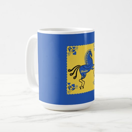ウクライナ伝統的フォークアートツートーンコーヒーマグ コーヒーマグカップ (正面左)