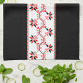 ウクライナ伝統的フォークモチーフ民族幾何学fl キッチンタオル (折り畳み)