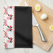 ウクライナ伝統的フォークモチーフ民族幾何学fl キッチンタオル (四つ折り)
