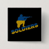 ウクライナ兵、ウクライナ国旗 缶バッジ (正面)