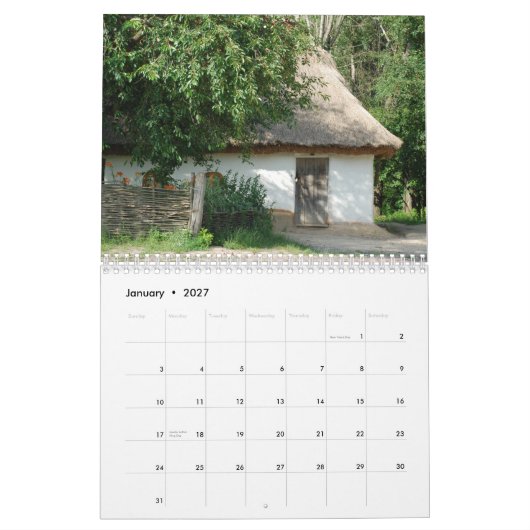 ウクライナ古代の村_calendar カレンダー (1月 2027)