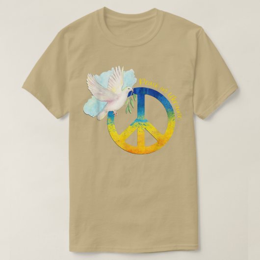 ウクライナ和平ウクライナ国旗Supo Tシャツ (デザイン正面)