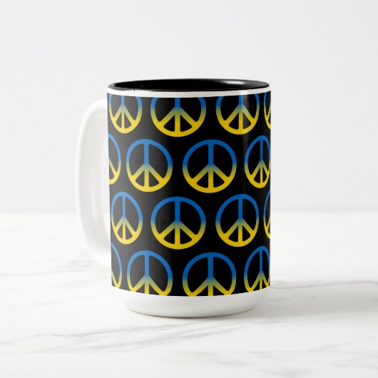 ウクライナ和平サイン2トーンのコーヒーマグ ツートーンマグカップ (正面左)