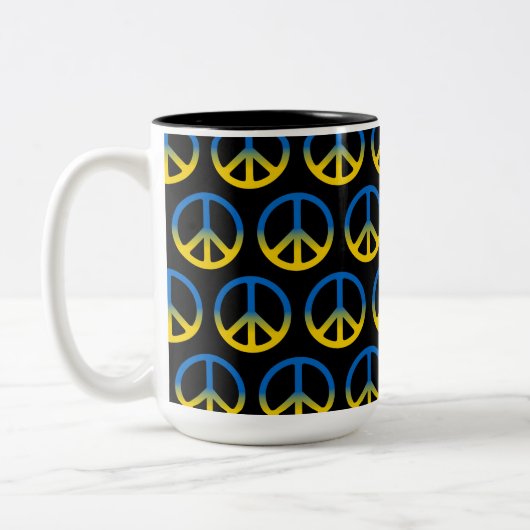 ウクライナ和平サイン2トーンのコーヒーマグ ツートーンマグカップ (左)