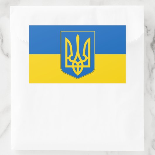 ウクライナ国旗が貼られた長方形シール 長方形シール (バッグ)