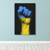 ウクライナ国旗で握り拳を上げる キャンバスプリント (インサイチュ (ウッドフロア))