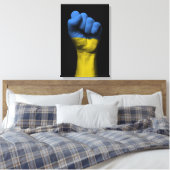 ウクライナ国旗で握り拳を上げる キャンバスプリント (インサイチュ (寝室))