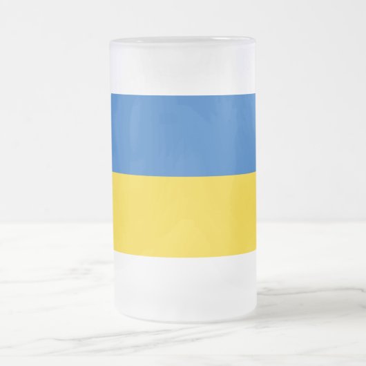 ウクライナ国旗で曇りガラスのマグカップ フロストグラスビールジョッキ (中央)