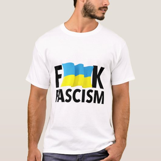 ウクライナ国旗で検閲されたファシズム Tシャツ (正面)