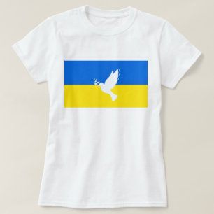 ウクライナ国旗でTシャツ平和鳩の自由を支持 Tシャツ