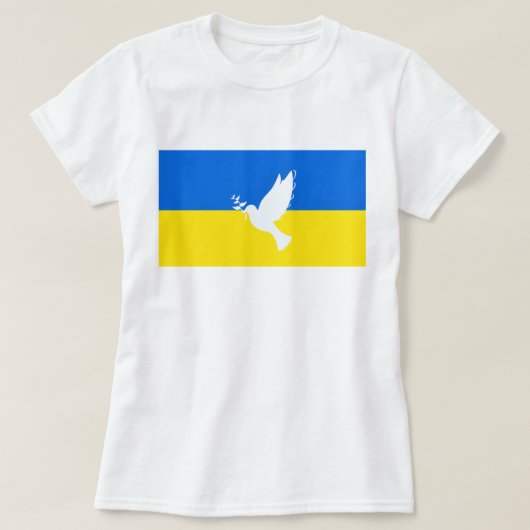 ウクライナ国旗でTシャツ平和鳩の自由を支持 Tシャツ (デザイン正面)