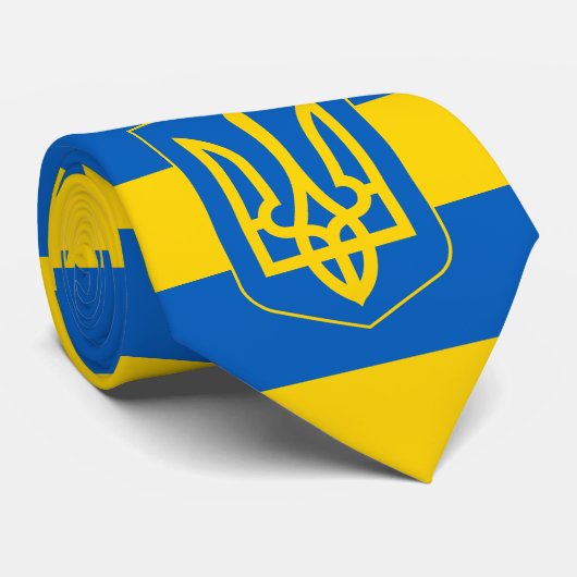 ウクライナ国旗とウクライナのビジネスストライプ ネクタイ (ロール)
