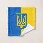 ウクライナ国旗とウクライナの浴室/タオルセット バスタオルセット (ウォッシュタオル)