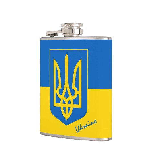 ウクライナ国旗とウクライナの誕生日パーティー フラスク (左)