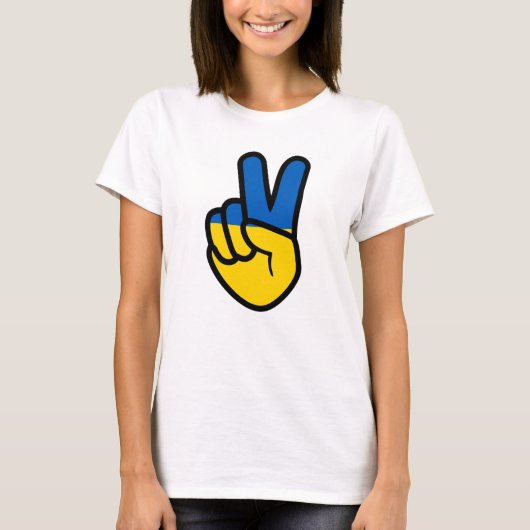 ウクライナ国旗とウクライナ和平サイン Tシャツ (正面)