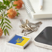ウクライナ国旗とトライデント キーホルダー (側面)