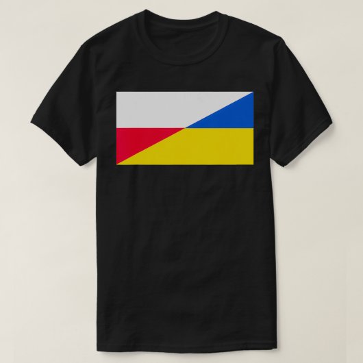 ウクライナ国旗とポーラのポーランドのサポート Tシャツ (デザイン正面)