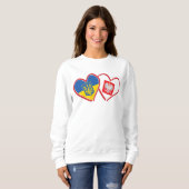 ウクライナ国旗とポーランド国旗のハート スウェットシャツ (正面フル)