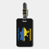 ウクライナ国旗と地図と共に立つ ラゲッジタグ (正面縦)