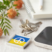 ウクライナ国旗と平和シンボルのキーチェーン キーホルダー (側面)