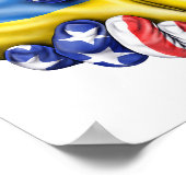 ウクライナ国旗と米国国旗のハンドシェイク ポスター (角)