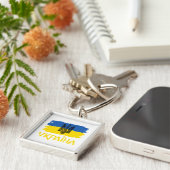 ウクライナ国旗と紋章。ウクライナ キーホルダー (側面)