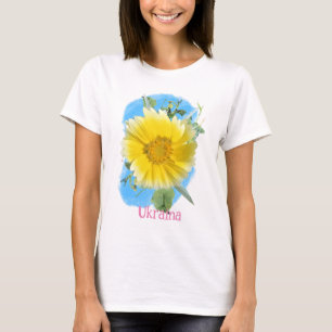 ウクライナ国旗と花 Tシャツ