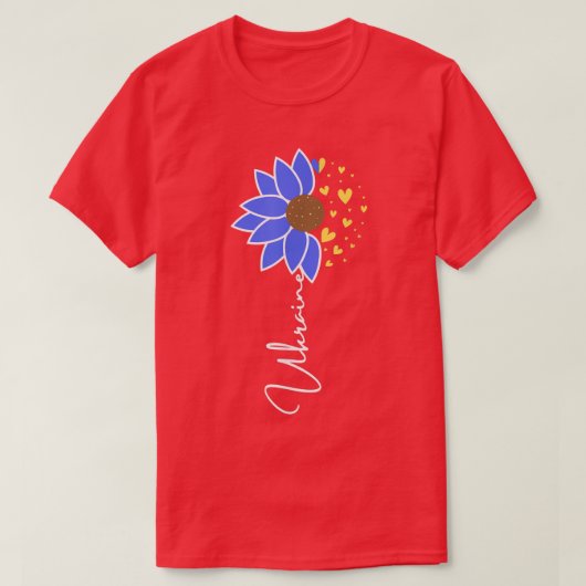 ウクライナ国旗のひまわりハート Tシャツ (デザイン正面)