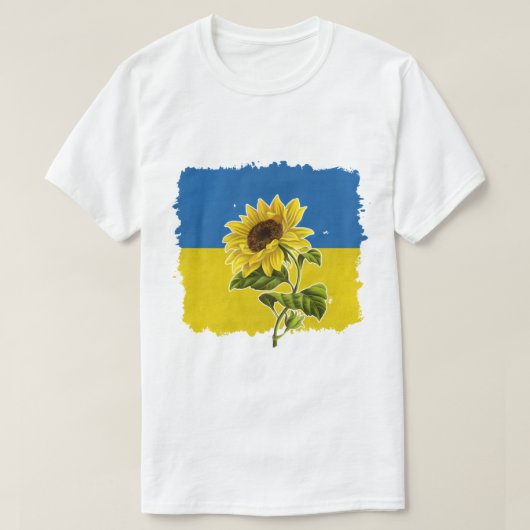 ウクライナ国旗のひまわり Tシャツ (デザイン正面)