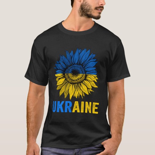 ウクライナ国旗のウクライナ支持 Tシャツ (正面)