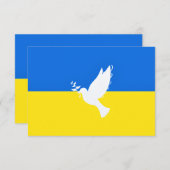 ウクライナ国旗のカード平和鳩 – 自由 – 平和 サンキューカード (正面/裏面)
