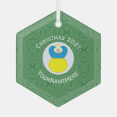 ウクライナ国旗のクリスマスエンジェル名Yeagon ガラスオーナメント (正面)