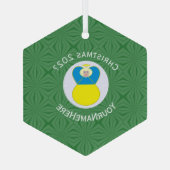 ウクライナ国旗のクリスマスエンジェル名Yeagon ガラスオーナメント (裏面)