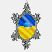 ウクライナ国旗のクリスマス装飾平和の自由 スノーフレークピューターオーナメント