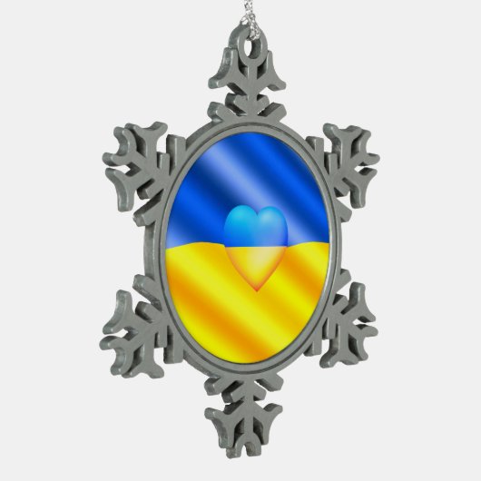 ウクライナ国旗のクリスマス装飾平和の自由 スノーフレークピューターオーナメント